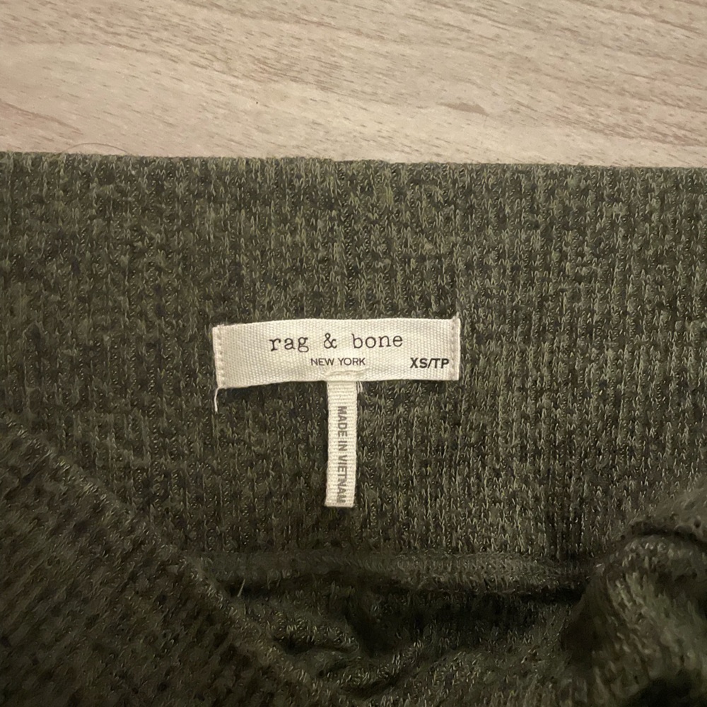 Dark olive green and black knit ribbed biker shorts | Rag & Bone | extra small
